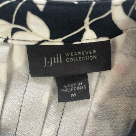 J Jill Wearever Collection Floral Shift Dress‎ Black White Short Sleeve Size M - Picture 10 of 14